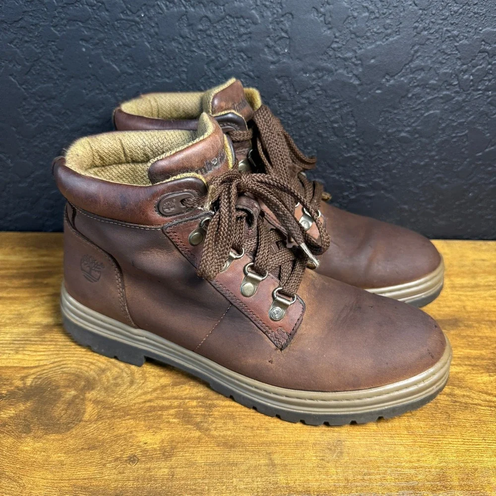Timberland 12348422 Brown‎ Genuine Leather Ankle Boots Mens Size 8M